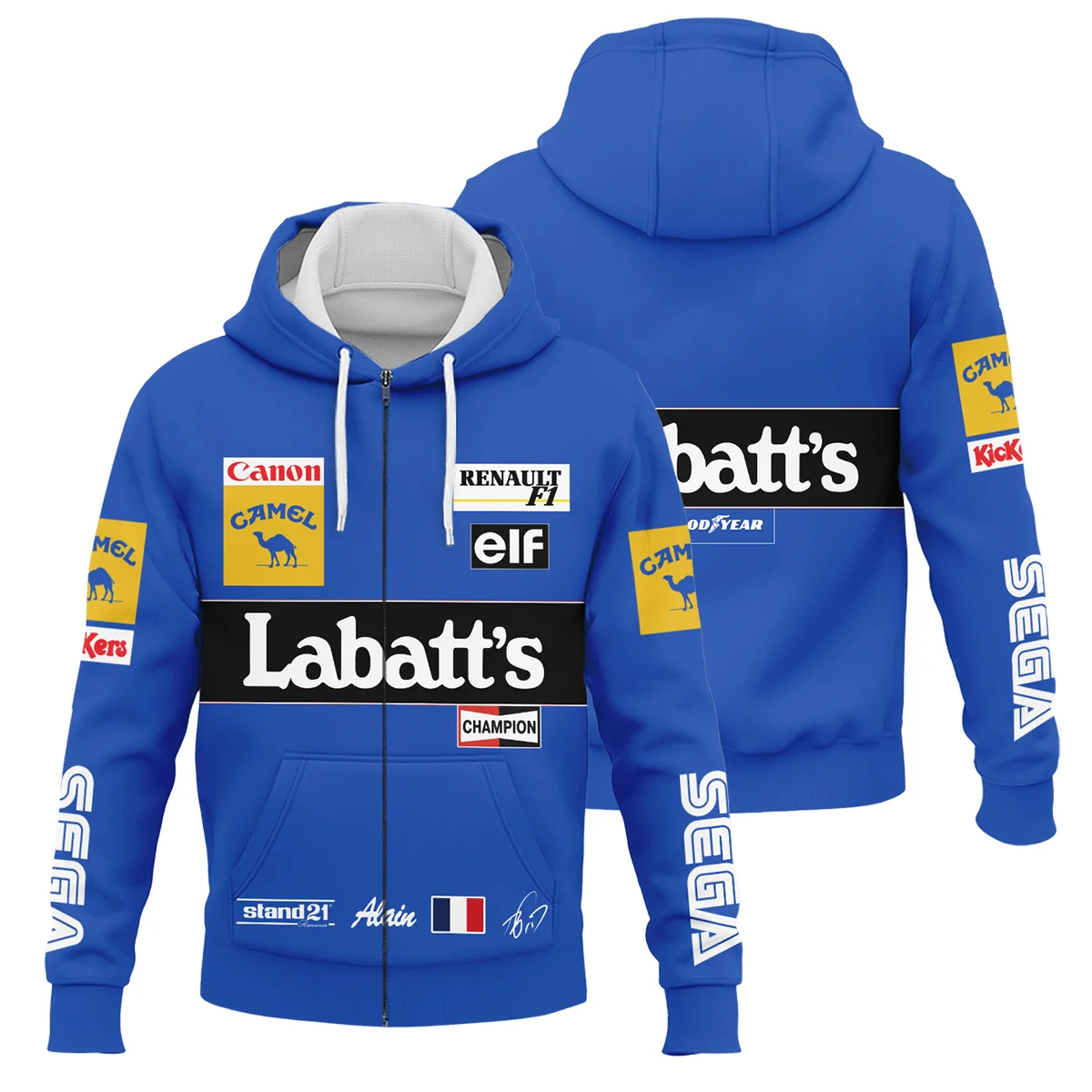 1993 Alain Prost Racing Suit Williams Renault F1 Team Zipper Hoodie BLVAAP070725A03ZHD