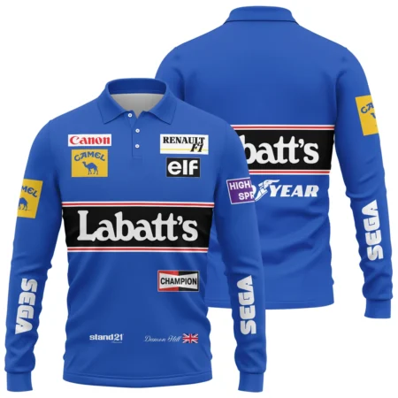 1993 Damon Hill Racing Suit Williams F1 Long Polo Shirt BLVADH050925A1LPL - Race Day Design