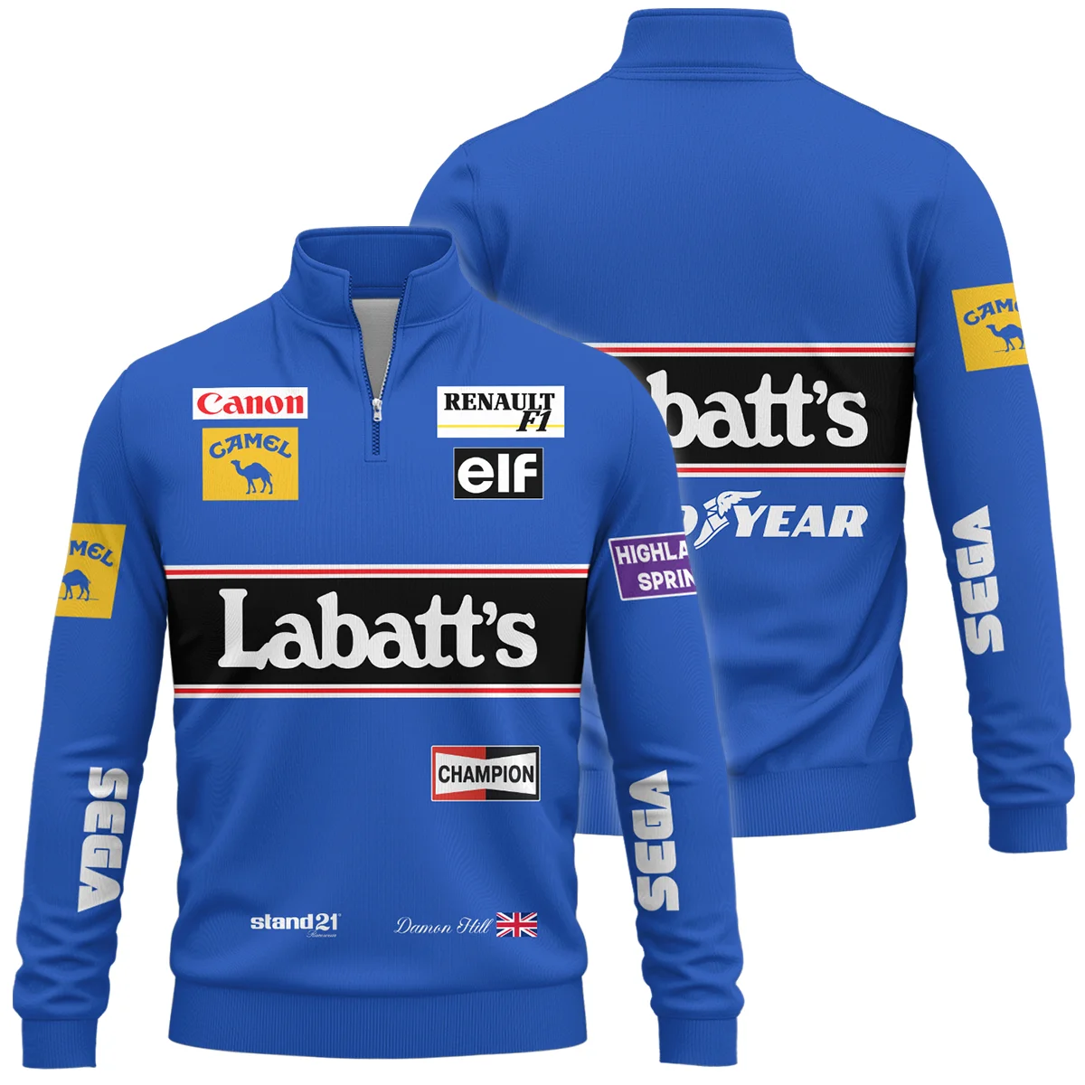 1993 Damon Hill Racing Suit Williams F1 Quarter-Zip Sweatshirt BLVADH050925A1QZS