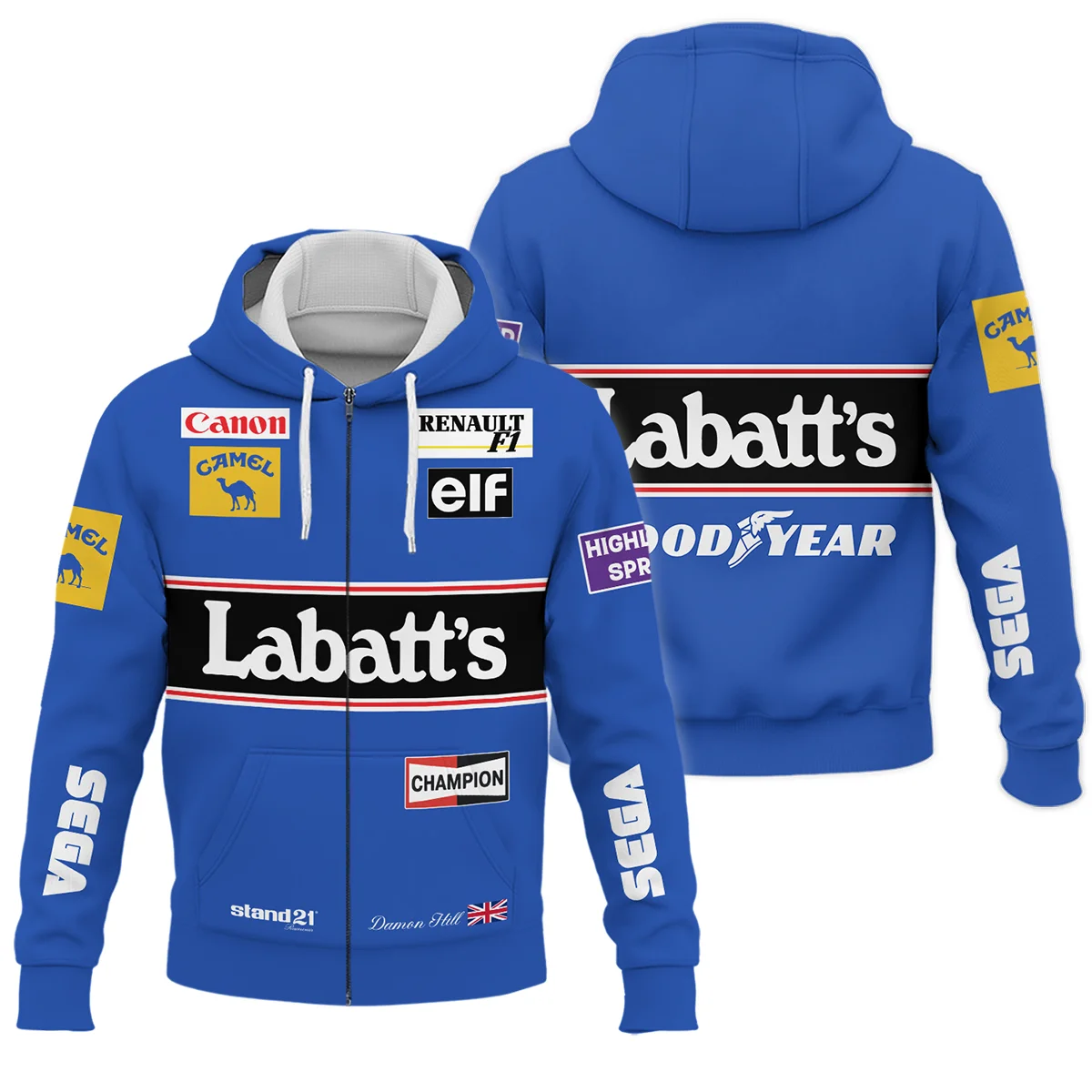 1993 Damon Hill Racing Suit Williams F1 Zipper Hoodie BLVADH050925A1ZHD