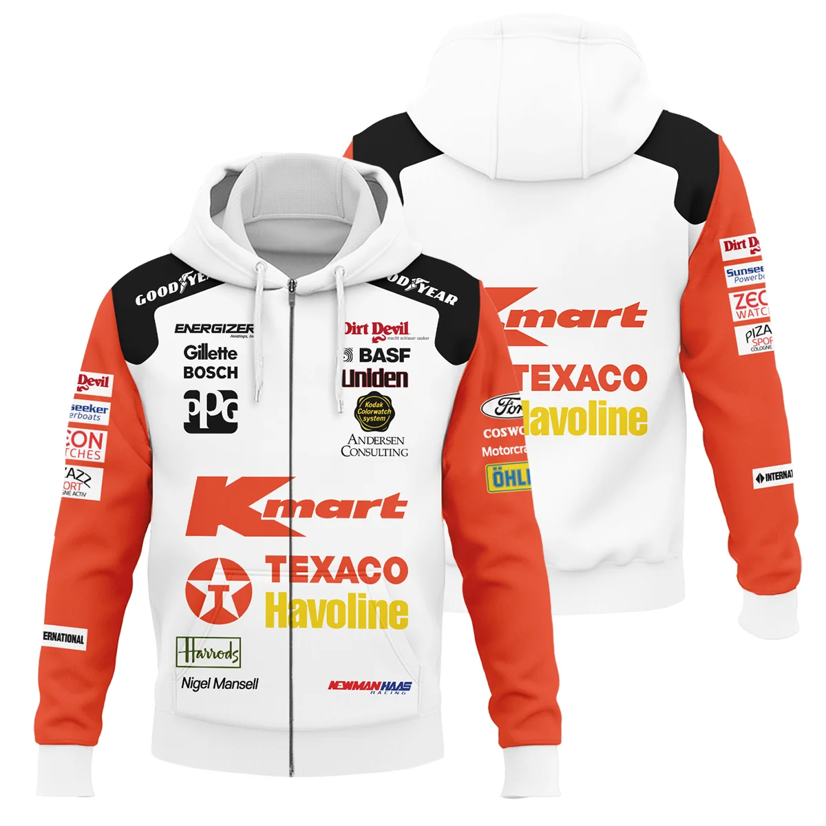 1993 Nigel Mansell Racing Suit Newman Haas IndyCar Zipper Hoodie BLNM29725A6ZHD