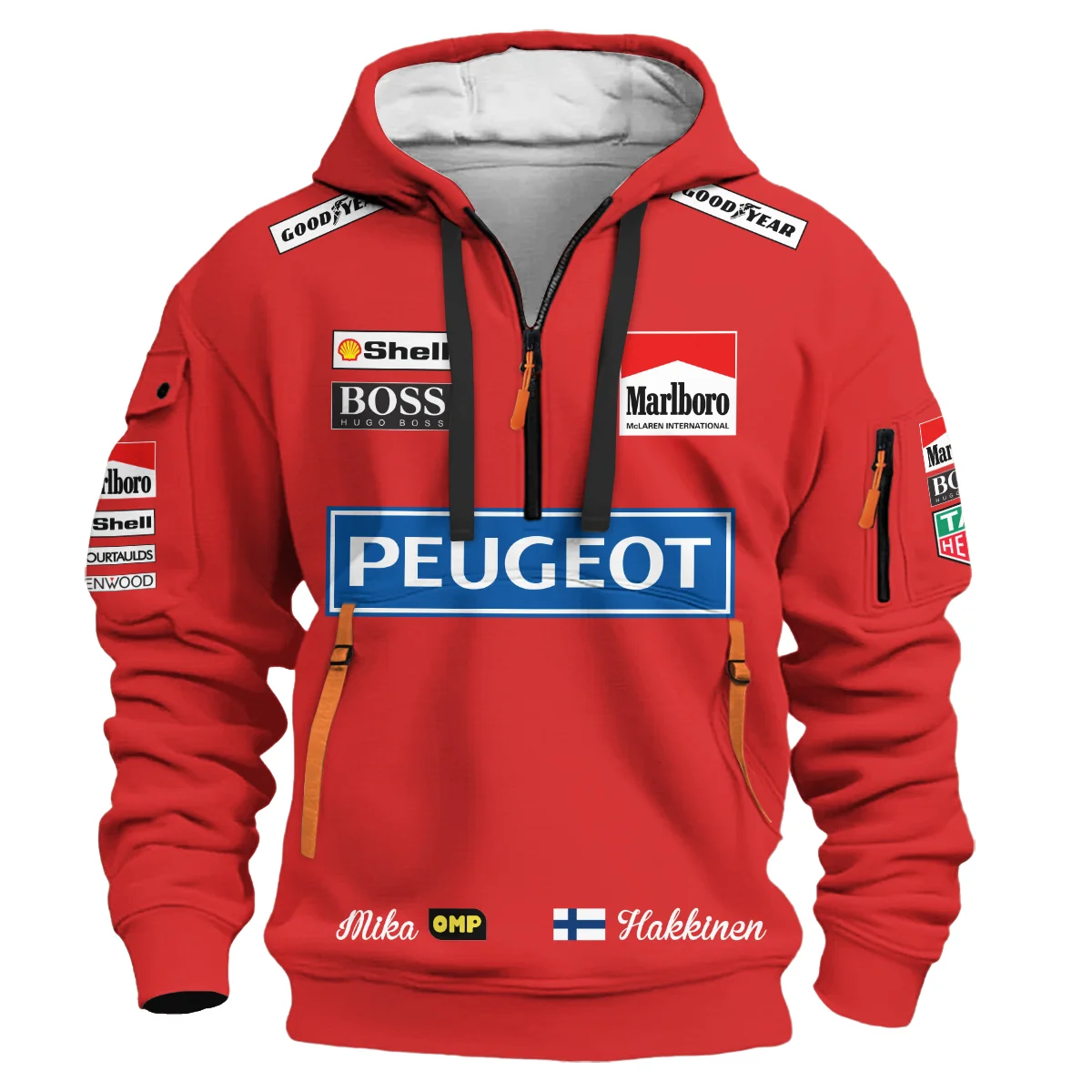 1994 Mika Hakkinen Racing Suit McLaren F1 Hoodie Half Zip BLVAMH271025A1HDF - Image 2