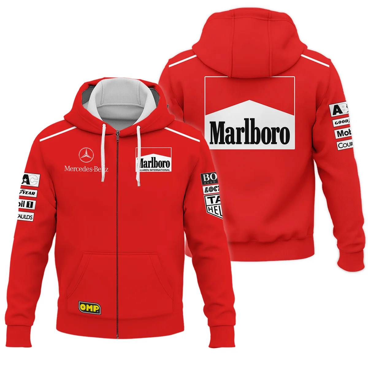 1995 Mika Hakkinen Racing Suit McLaren F1 Zipper Hoodie BLVAMH271025A3ZHD - Pit Lane Clothing