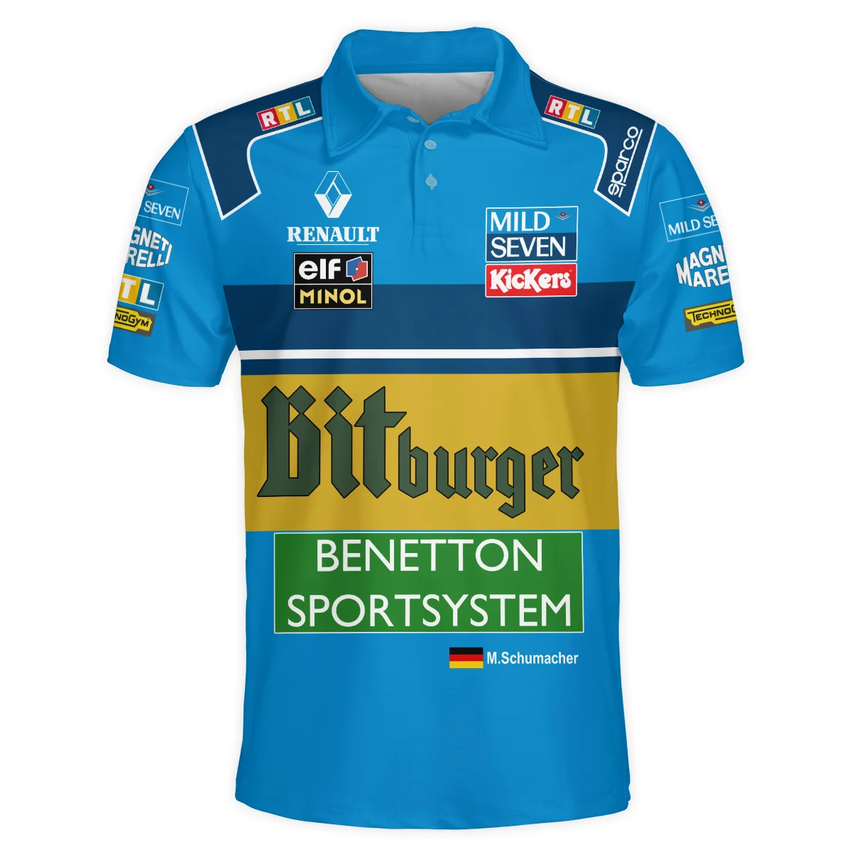 1995 WDC Michael Schumacher Race Suit Benetton F1 Polo Shirt BLVAMC020925A1PL - Image 2