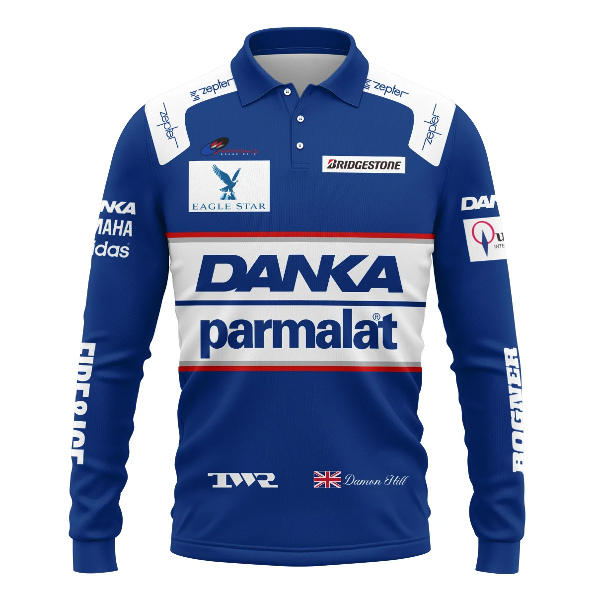 1997 Damon Hill Racing Suit Long Polo Shirt BLVADH050925A4LPL - Image 2