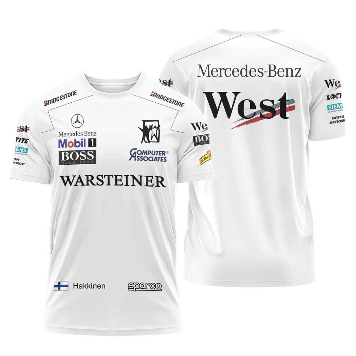 1998 WDC Mika Hakkinen Racing Suit McLaren F1 T-Shirt BLVAMH271025A4TS - F1 Fan Gear