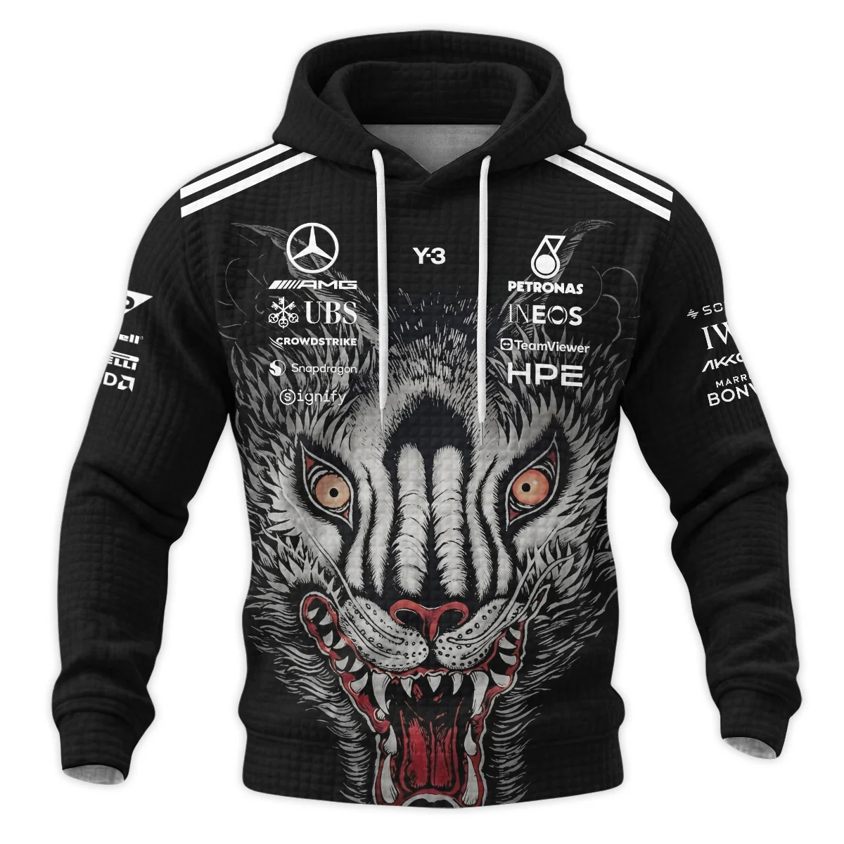 2026 Japan GP Y-3 x Mercedes F1 - Hoodie Quilted Waffle BLMER18326A1HQW - Image 2