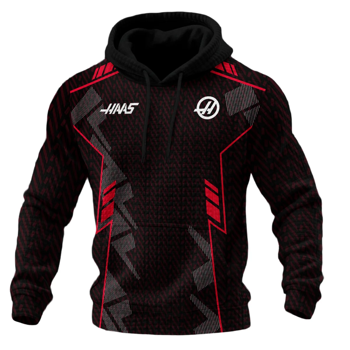 Haas F1 Teamwear Hoodie Quilted Waffle BLVA5326A1HAASHQW - Image 2