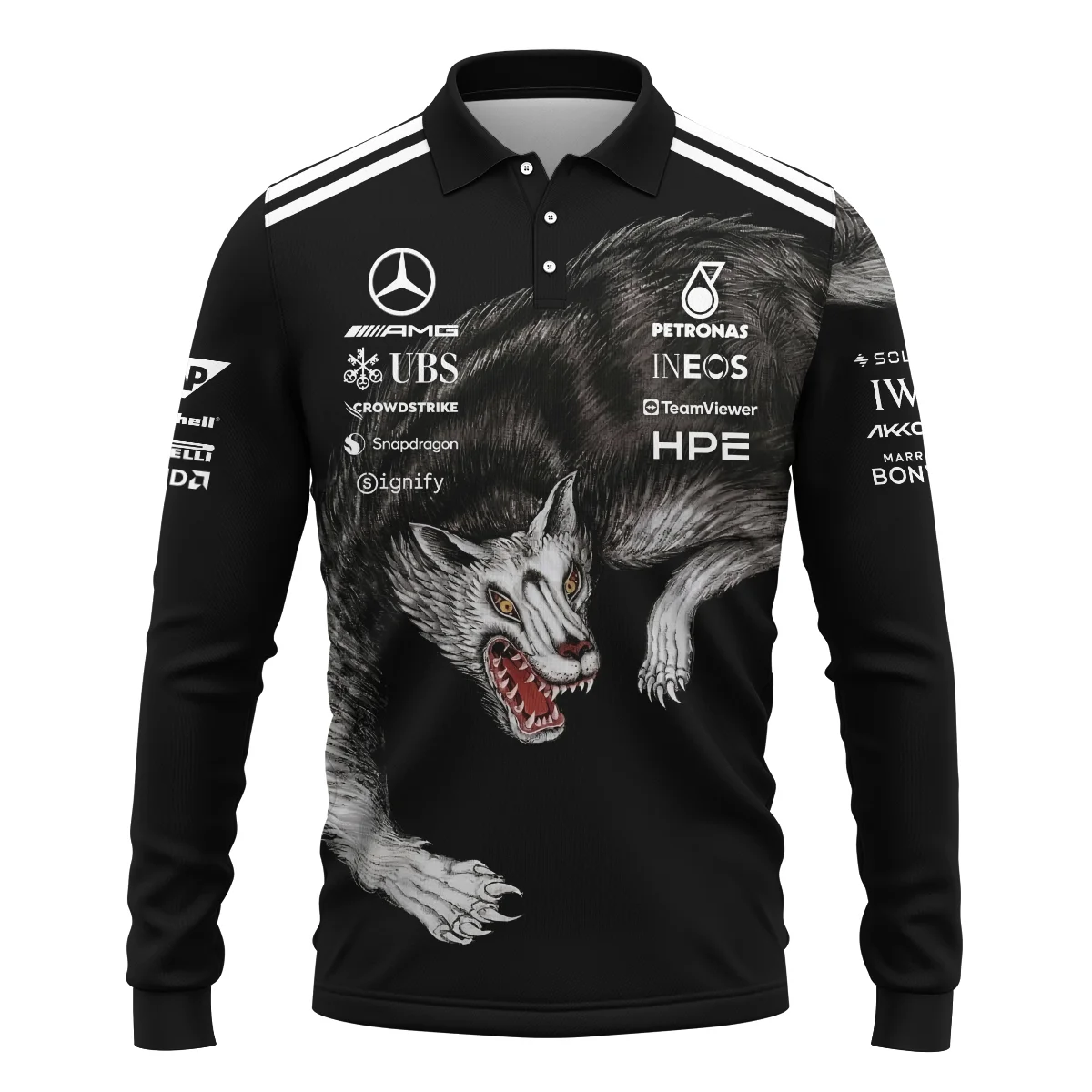 2026 Mercedes x Y-3 Japan GP F1 - Long Polo Shirt BLMER18326A2LPL - Image 2