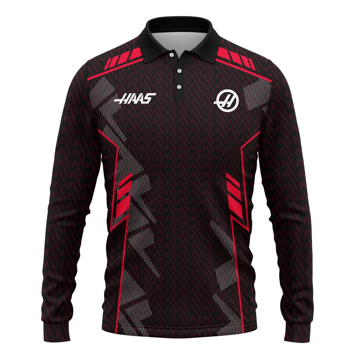 Haas F1 Teamwear Long Polo Shirt BLVA5326A1HAASLPL - Image 2