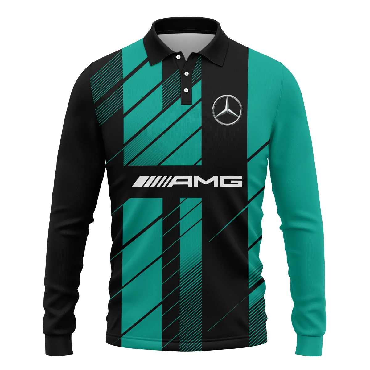 Mercedes F1 Teamwear Long Polo Shirt BLVA5326A2MERLPL - Image 2