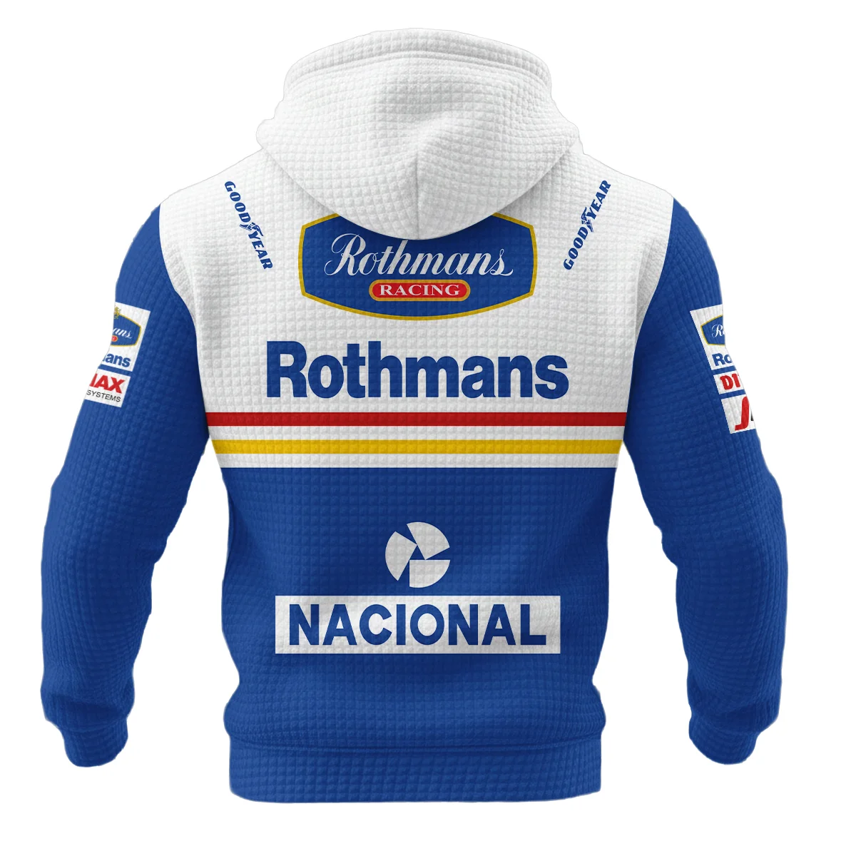 1994 Ayrton Senna Rothmans Williams Renault F1 Hoodie Quilted Waffle BL3725A6HQW - Image 3