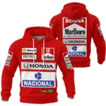 1988 Ayrton Senna Honda Race Suit Marlboro McLaren Hoodie Quilted Waffle BL3725A2HQW
