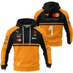 2026 Lando Norris 1 McLaren F1 Teamwear Hoodie Quilted Waffle BLNR25326A1HQW - Orange