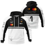 2026 Lando Norris 1 McLaren F1 Teamwear Hoodie Quilted Waffle BLNR25326A2HQW - White