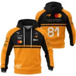 2026 Oscar Piastri 81 McLaren F1 Teamwear Hoodie Quilted Waffle BLOP25326A1HQW - Orange