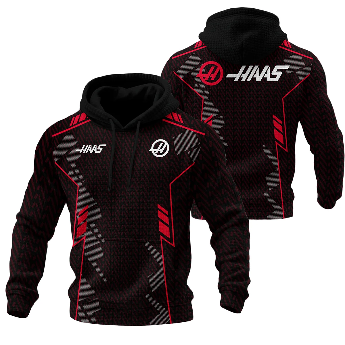 Haas F1 Teamwear Hoodie Quilted Waffle BLVA5326A1HAASHQW