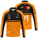 2026 Oscar Piastri 81 McLaren F1 Teamwear Long Polo Shirt BLOP25326A1LPL - Orange