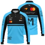 2026 Oscar Piastri 81 McLaren F1 Teamwear Long Polo Shirt BLOP25326A3LPL - Cyan