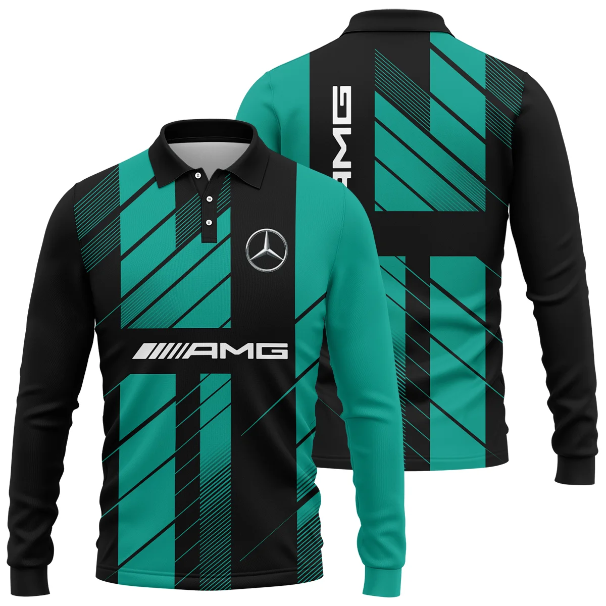 Mercedes F1 Teamwear Long Polo Shirt BLVA5326A2MERLPL