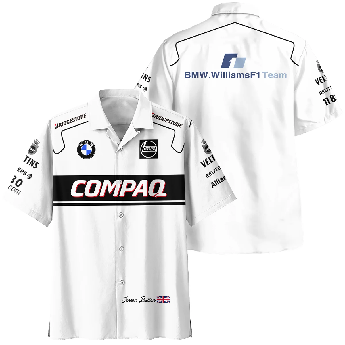 2000 Jenson Button Racing Suit Williams F1 Hawaiian Shirt BLVAJB010925A1HW - Motorsport Lifestyle Wear