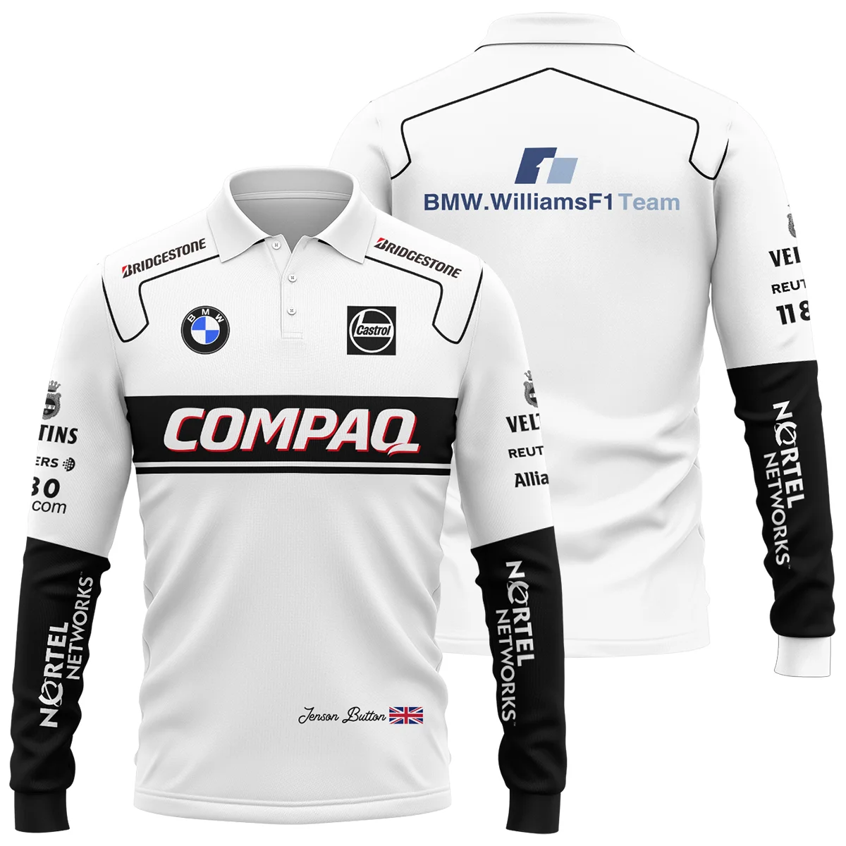 2000 Jenson Button Racing Suit Williams F1 Long Polo Shirt BLVAJB010925A1LPL - Racing Lifestyle Clothing