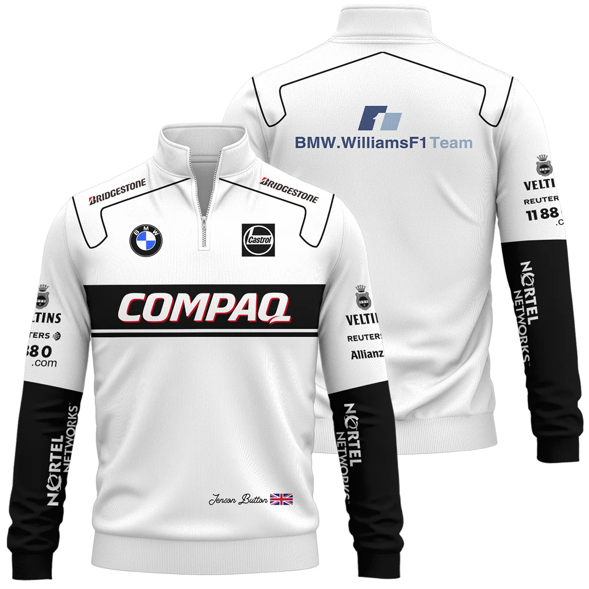 2000 Jenson Button Racing Suit Williams F1 Quarter-Zip Sweatshirt BLVAJB010925A1QZS - Trackside Outfit