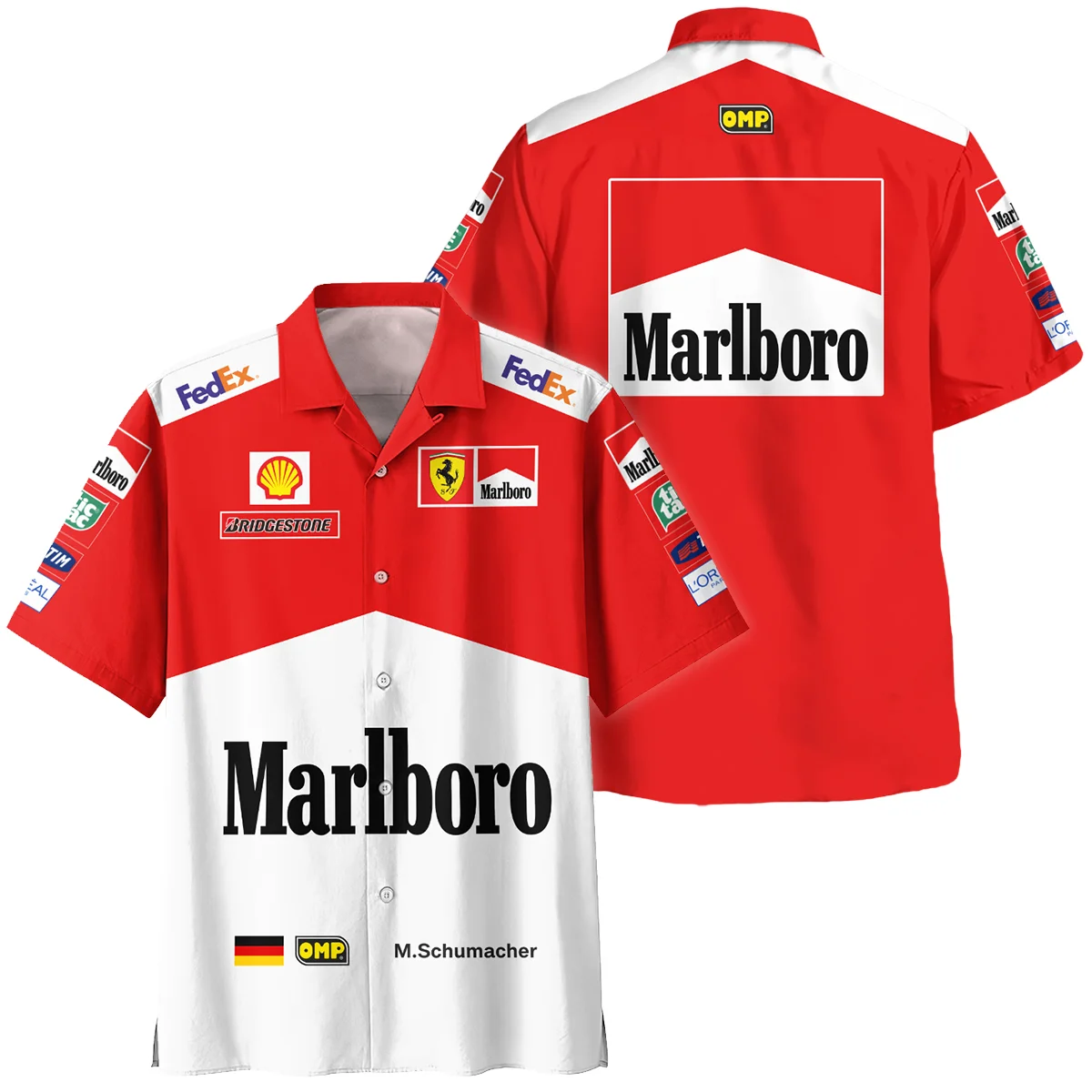 2000 WDC Michael Schumacher Race Suit Ferrari F1 Hawaiian Shirt BLVAMC020925A8HW - Race Day Design