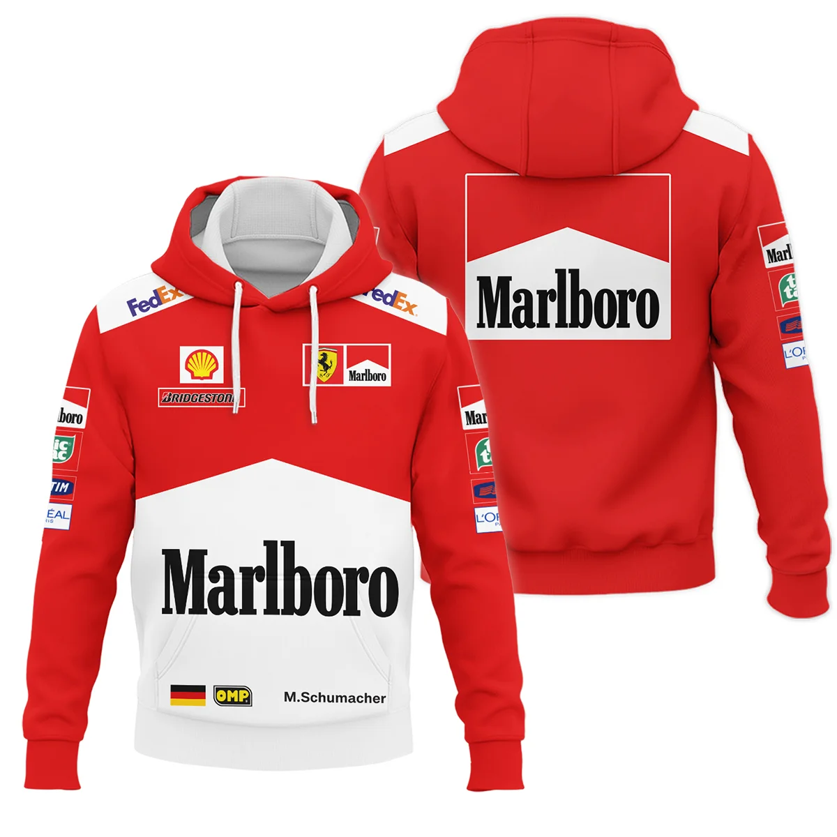 2000 WDC Michael Schumacher Race Suit Ferrari F1 Hoodie BLVAMC020925A8HD - Motorsport Apparel