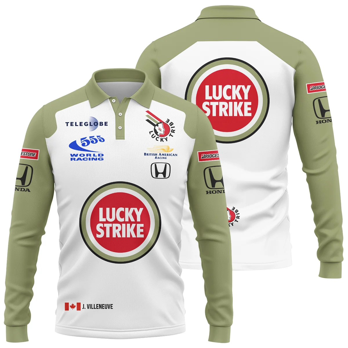 2001 Jacques Villeneuve Racing Suit F1 Long Polo Shirt BLJV10825A5LPL - Race Day Design