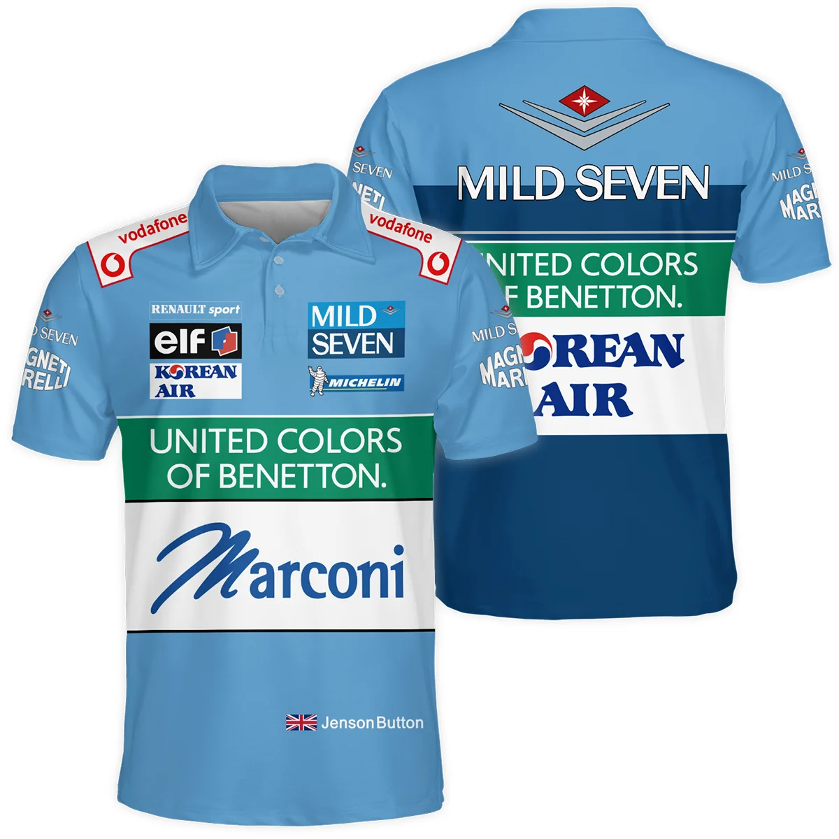 2001 Jenson Button Racing Suit Benetton F1 Polo Shirt BLVAJB010925A2PL - Racing Lifestyle Clothing