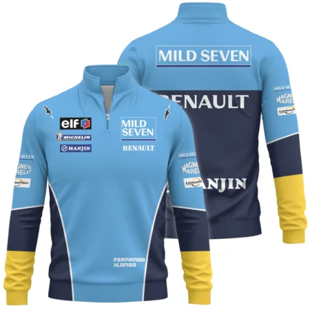 2003 Fernando Alonso Racing Suit Renault F1 Quarter-Zip Sweatshirt BLVAFA030925A7QZS - Pit Lane Clothing