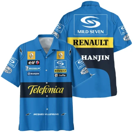 2004 Jacques Villeneuve Racing Suit Renault F1 Hawaiian Shirt BLJV10825A6HW - Formula Racing Apparel