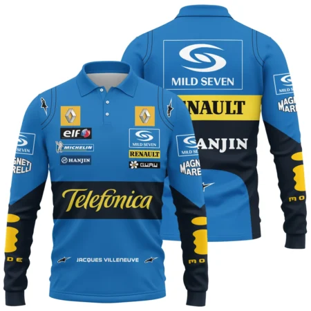 2004 Jacques Villeneuve Racing Suit Renault F1 Long Polo Shirt BLJV10825A6LPL - Race Day Design