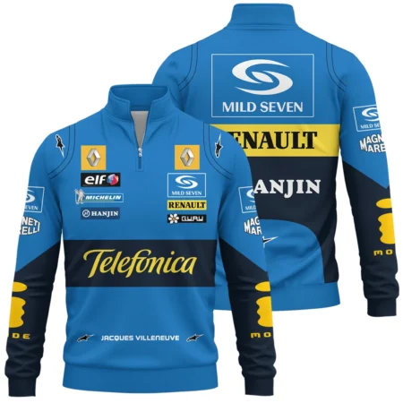 2004 Jacques Villeneuve Racing Suit Renault F1 Quarter-Zip Sweatshirt BLJV10825A6QZS - Racing Lifestyle Clothing