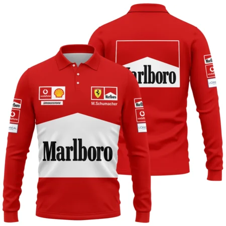2004 WDC Michael Schumacher Race Suit Ferrari F1 Long Polo Shirt BLVAMC020925A12LPL - Race Day Design