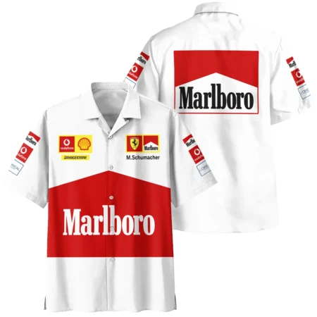 2004 White Version Michael Schumacher Race Suit Ferrari F1 Hawaiian Shirt BLVAMC020925A10HW - Motorsport Lifestyle Wear
