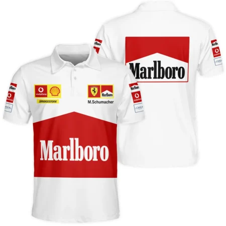 2004 White Version Michael Schumacher Race Suit Ferrari F1 Polo Shirt BLVAMC020925A10PL - F1 Fan Gear