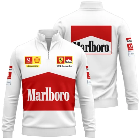 2004 White Version Michael Schumacher Race Suit Ferrari F1 Quarter-Zip Sweatshirt BLVAMC020925A10QZS - Trackside Outfit