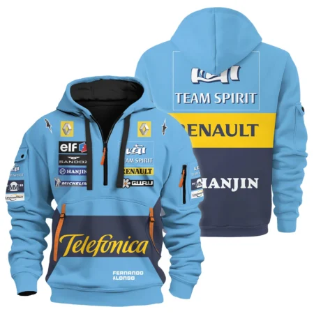 2005 Fernando Alonso Racing Suit Renault F1 Hoodie Half Zip BLVAFA030925A5HDF - Racing Lifestyle Clothing
