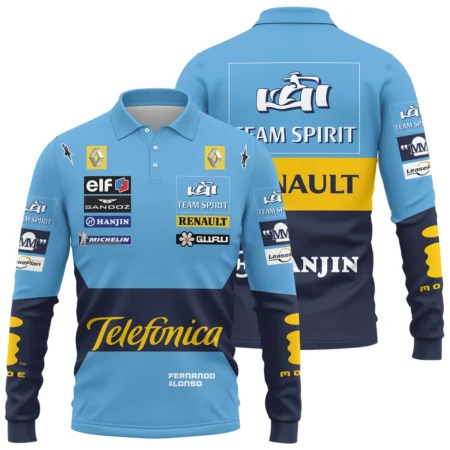 2005 Fernando Alonso Racing Suit Renault F1 Long Polo Shirt BLVAFA030925A5LPL - F1 Fan Gear