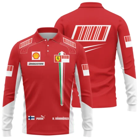 2007 WDC Kimi Raikkonen Racing Suit Ferrari Long Polo Shirt BLVAKR191125A10LPL - Motorsport Apparel