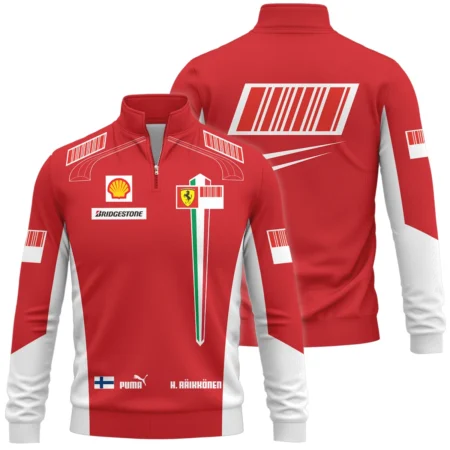 2007 WDC Kimi Raikkonen Racing Suit Ferrari Quarter-Zip Sweatshirt BLVAKR191125A10QZS - F1 Fan Gear