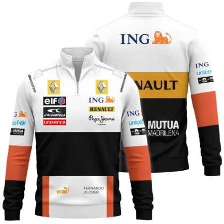 2008 Fernando Alonso Racing Suit Renault F1 Quarter-Zip Sweatshirt BLVAFA030925A8QZS - Trackside Outfit