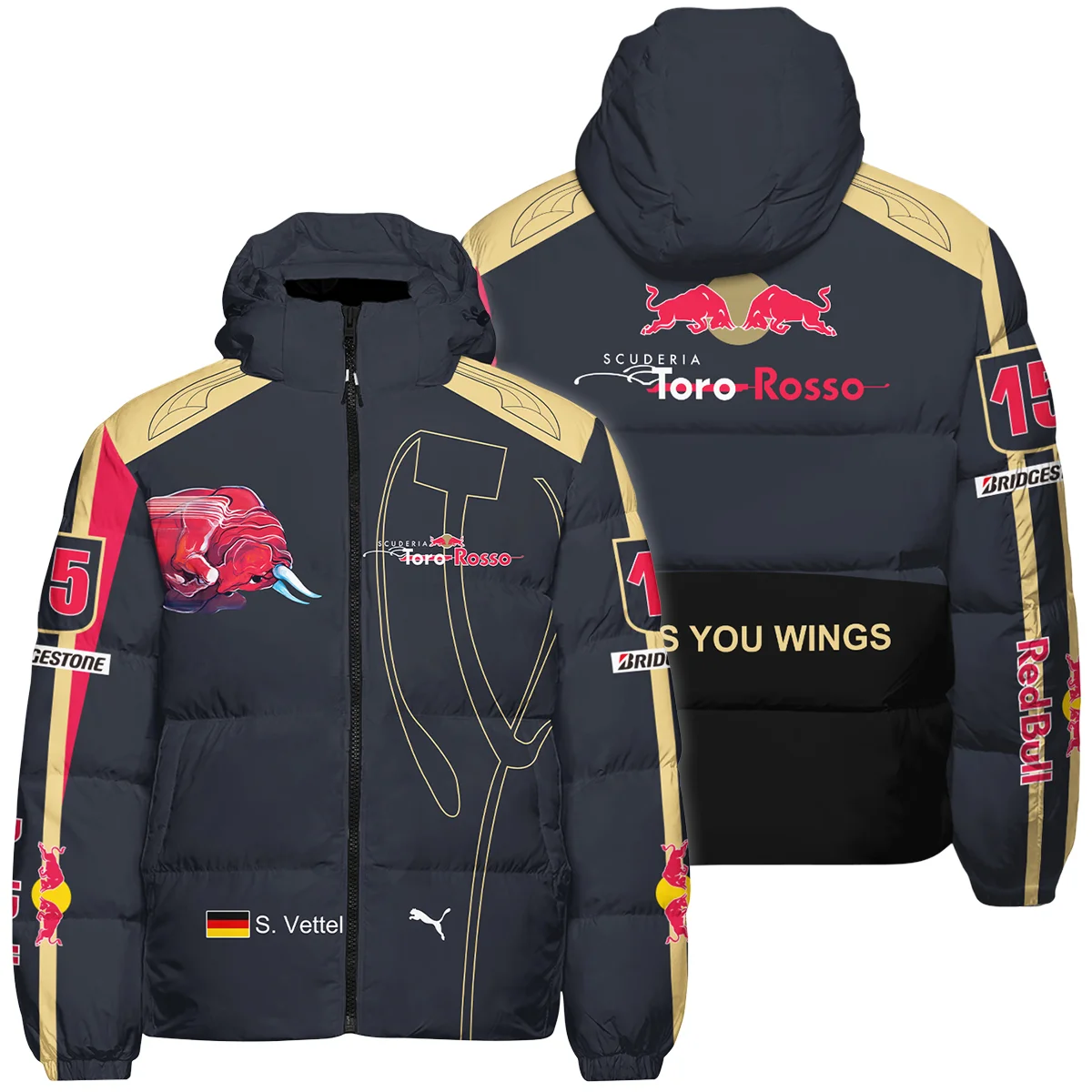 2008 Sebastian Vettel Racing Suit Toro Rosso F1 Down & Puffer Jackets BLVASV110925A9HCJ - Motorsport Apparel