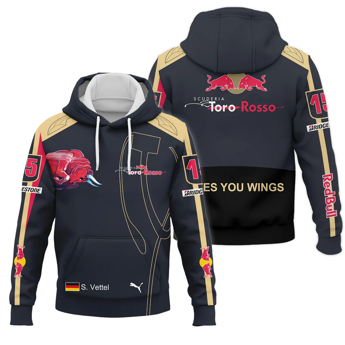 2008 Sebastian Vettel Racing Suit Toro Rosso F1 Hoodie BLVASV110925A9HD - F1 Fan Gear
