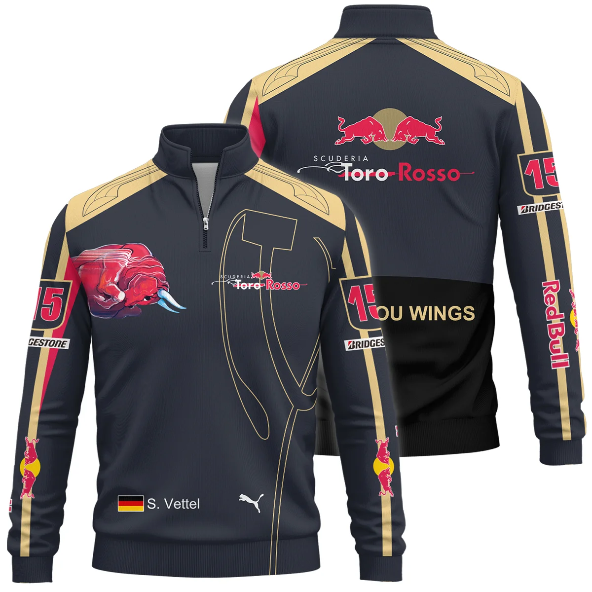 2008 Sebastian Vettel Racing Suit Toro Rosso F1 Quarter-Zip Sweatshirt BLVASV110925A9QZS - Pit Lane Clothing