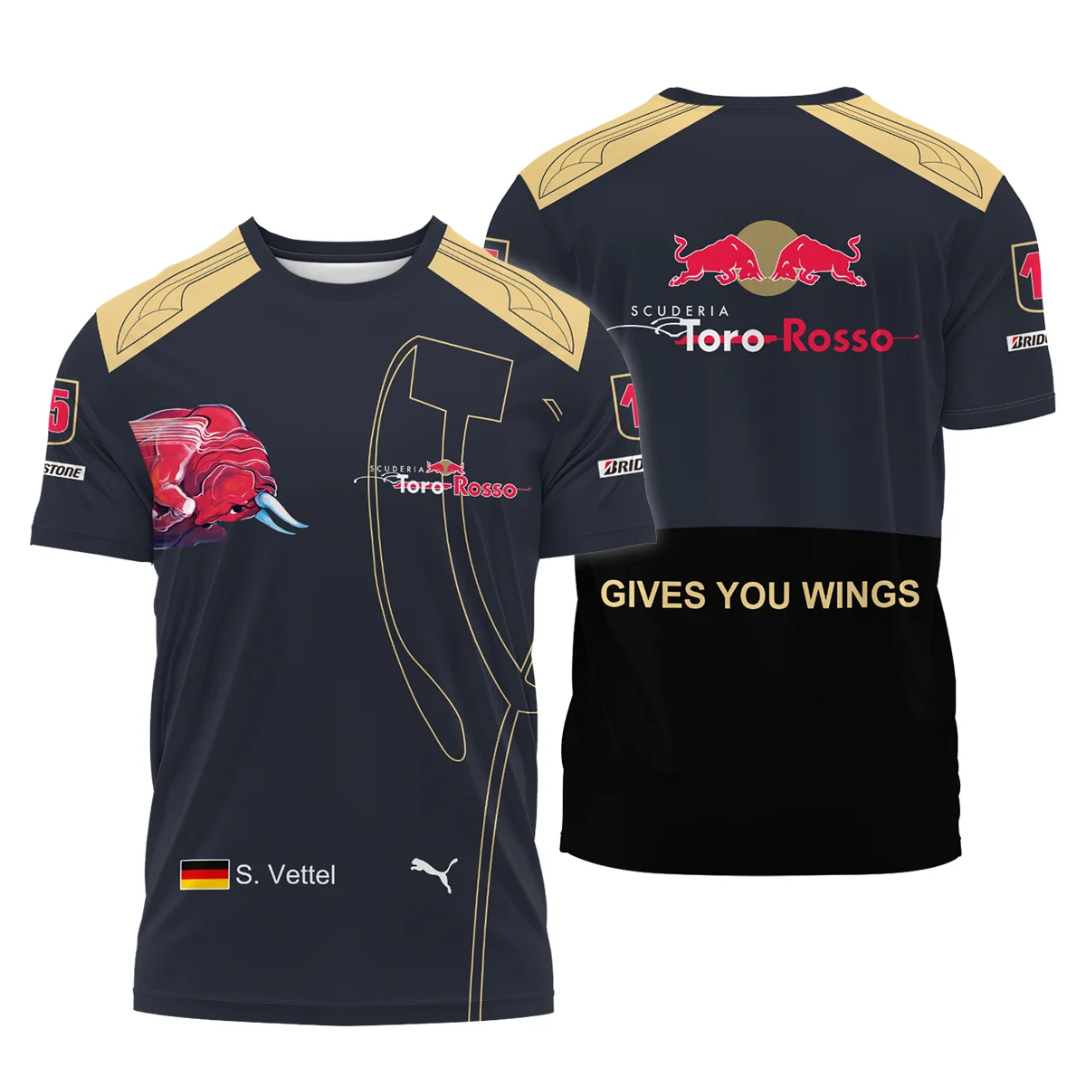 2008 Sebastian Vettel Racing Suit Toro Rosso F1 T-Shirt BLVASV110925A9TS - Motorsport Lifestyle Wear