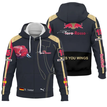 2008 Sebastian Vettel Racing Suit Toro Rosso F1 Zipper Hoodie BLVASV110925A9ZHD - Race Day Design