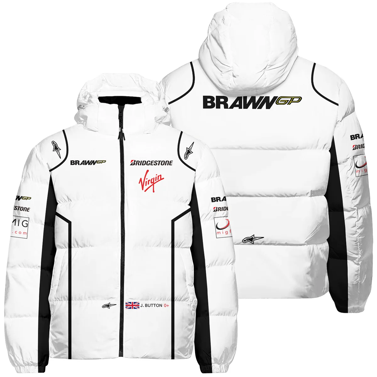 2009 Jenson Button Racing Suit Brawn GP F1 Down & Puffer Jackets BLVAJB010925A5HCJ - Motorsport Lifestyle Wear